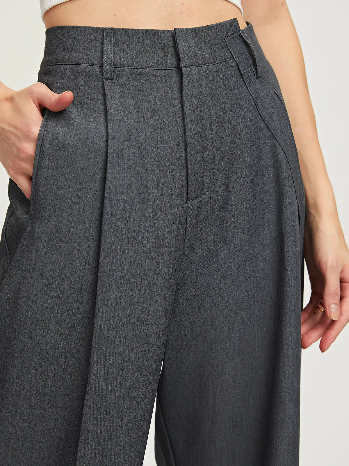 Irregular Waist Wide-Leg Suit Pants