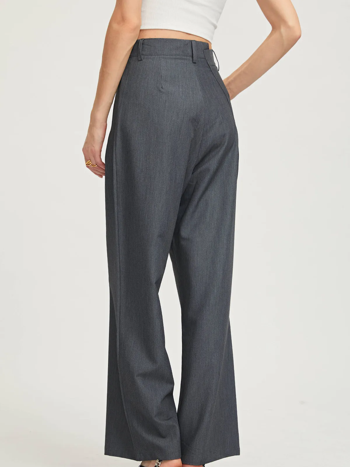 Irregular Waist Wide-Leg Suit Pants