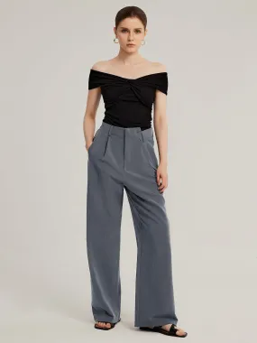 Irregular Waist Wide-Leg Suit Pants