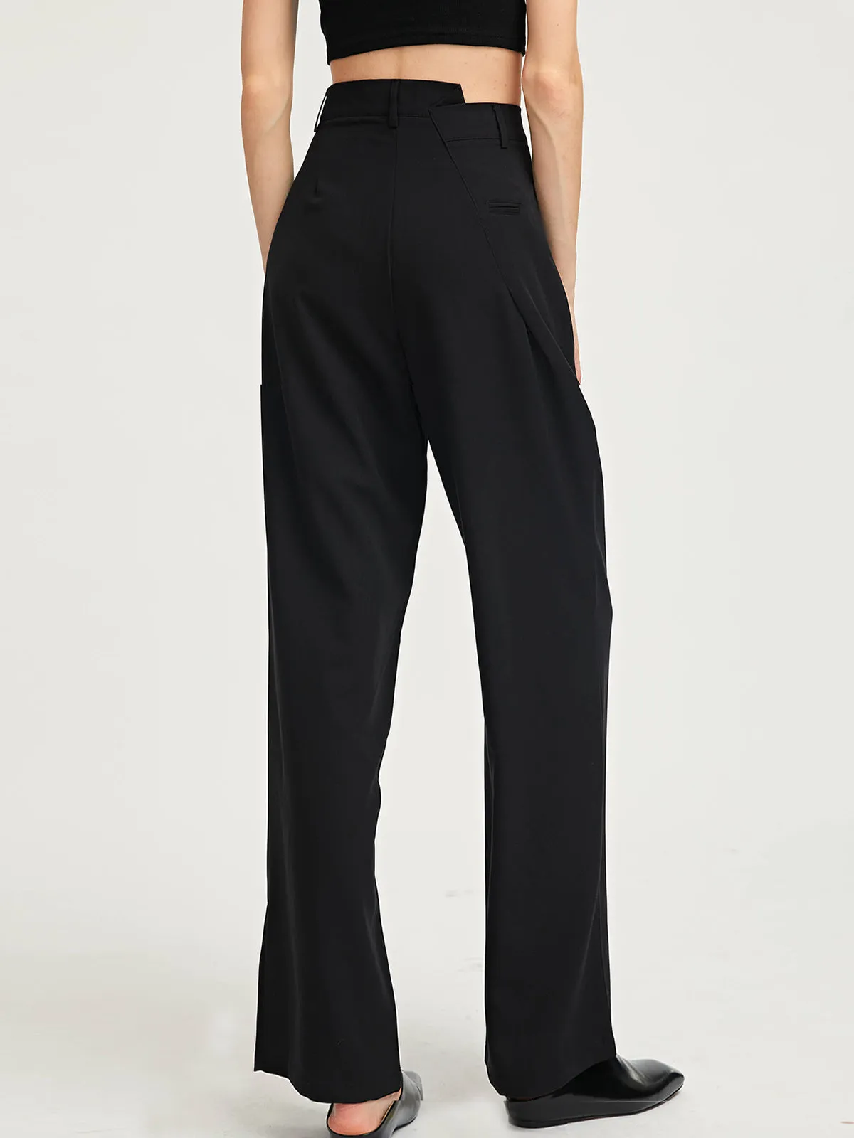 Irregular Waist Wide-Leg Suit Pants