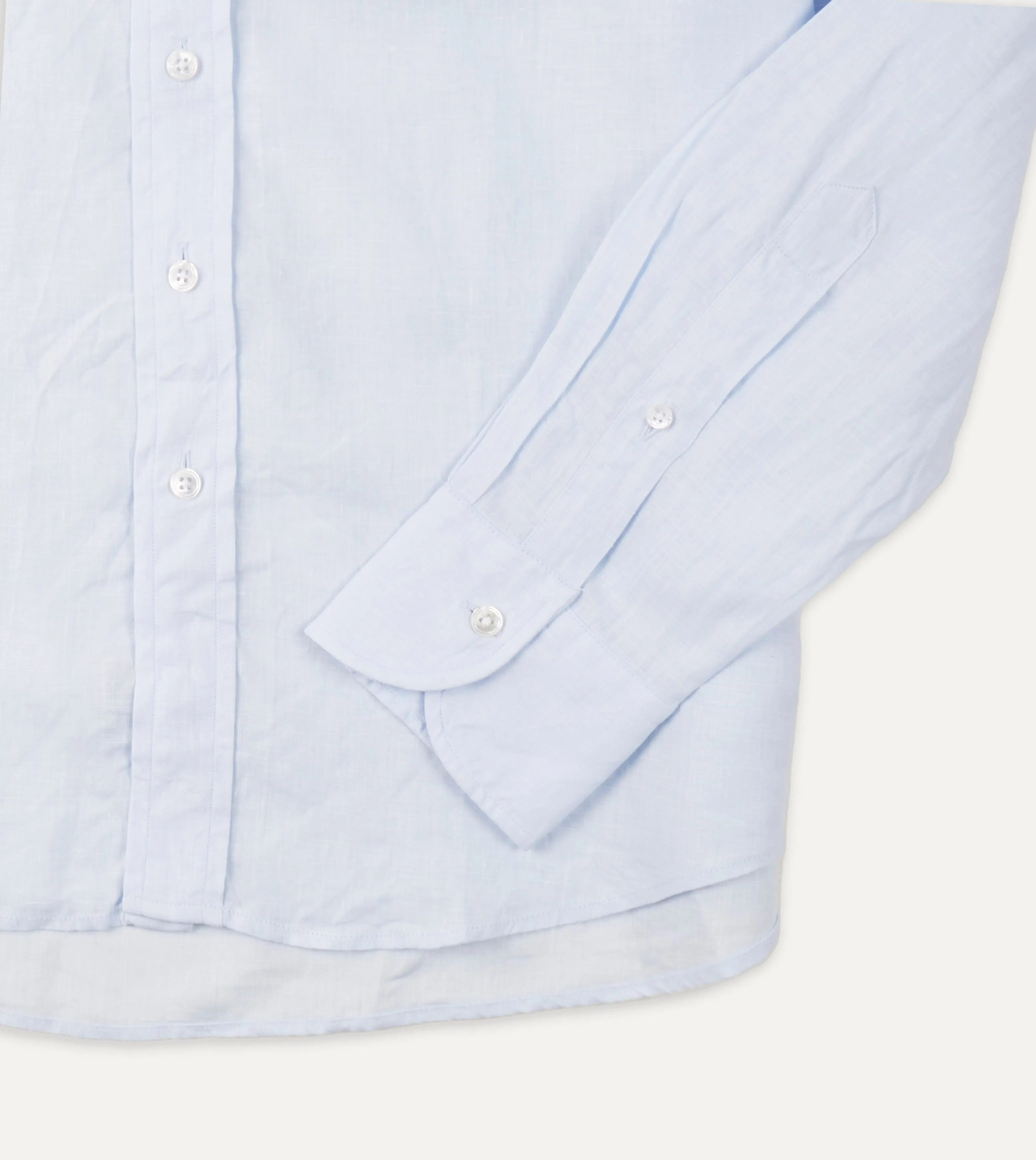 Light Blue Linen Spread Collar Shirt