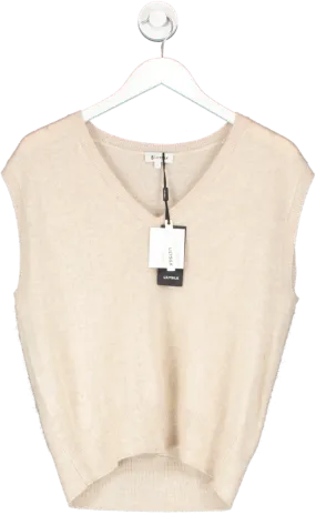 Lily Silk Beige Brushed Cashmere Vest UK S