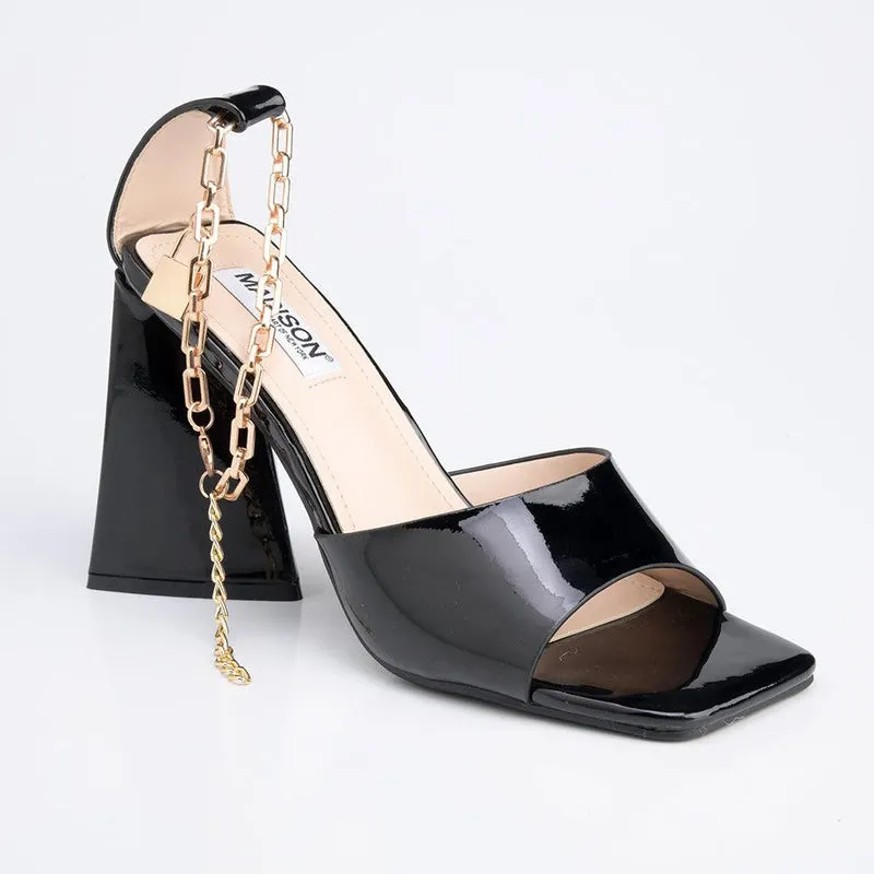 Madison Addison Ankle Chain Sandals - Black