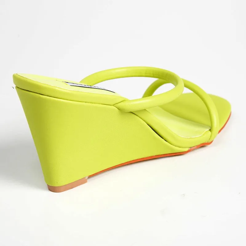 Madison Alora Strapped Wedge - Lime Green