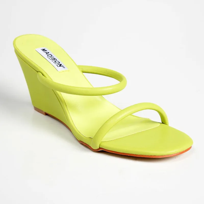 Madison Alora Strapped Wedge - Lime Green