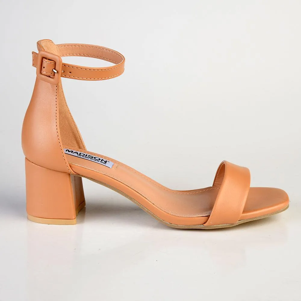 Madison Amira Block Heel Sandal - Dark Nude