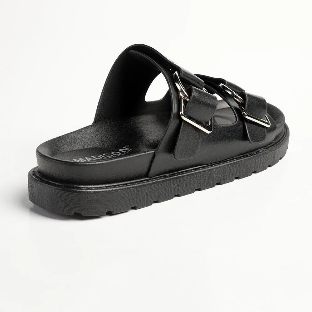 Madison Ayla Double Strap Sandals - Black