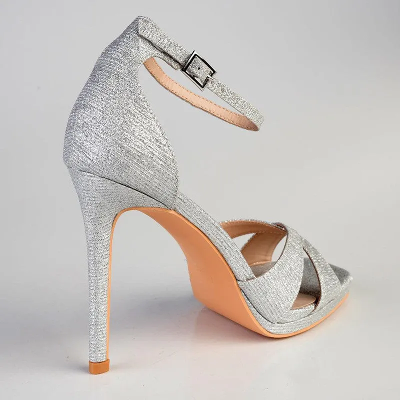 Madison Azaria Cross Over Platform Sandal - Silver