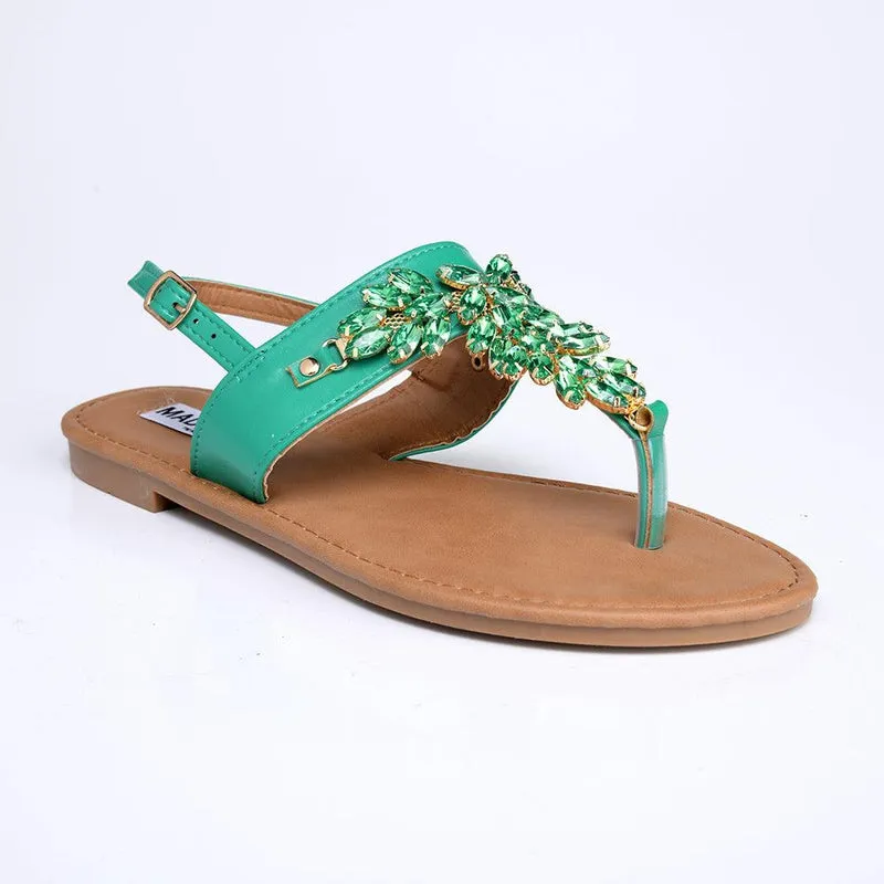 Madison Cassidy Jeweled Sandals - Green