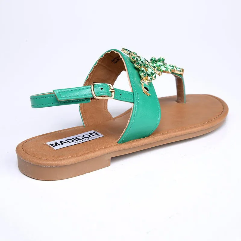 Madison Cassidy Jeweled Sandals - Green