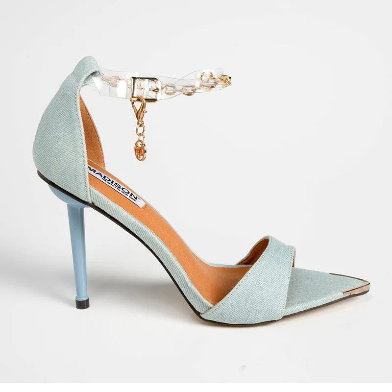 Madison Dellish Ankle Chain Sandals - Denim