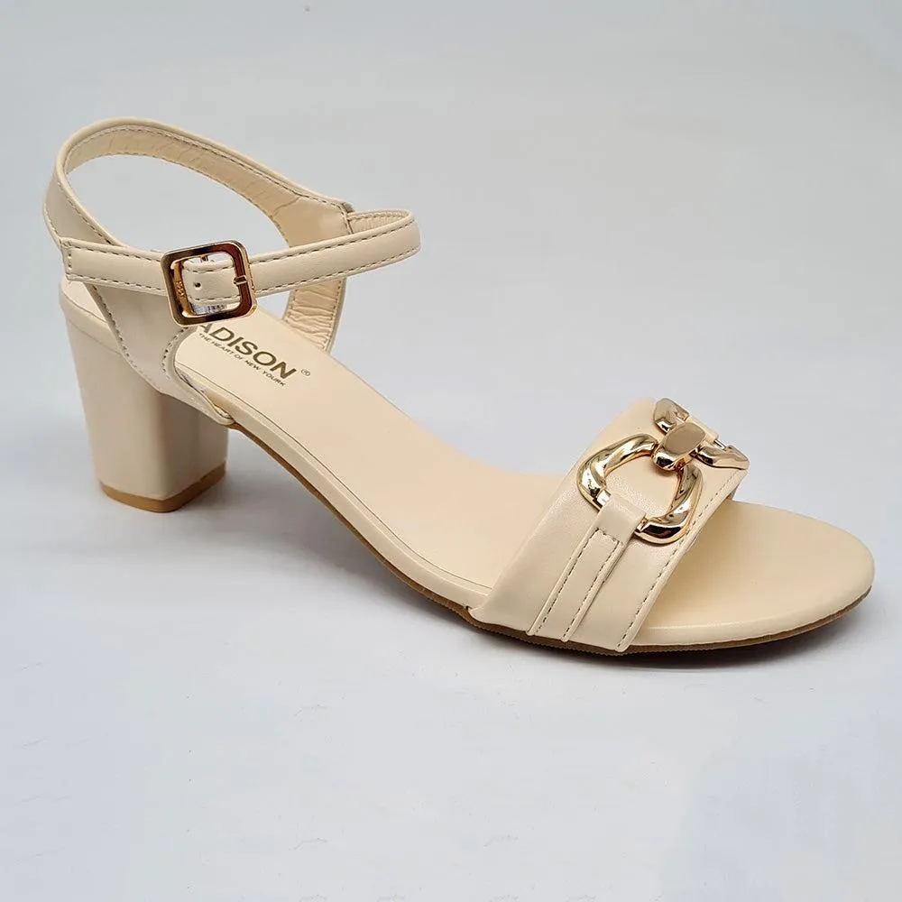 Madison Penelope Block Heel Sandal - Nude