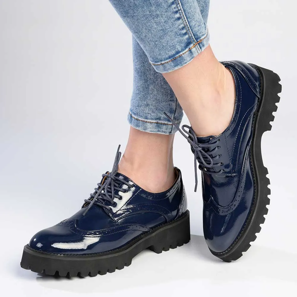 Madison Penelope Lace Up Shoe - Navy