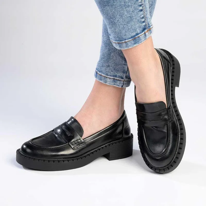 Madison Pia Slip On Brogue - Black