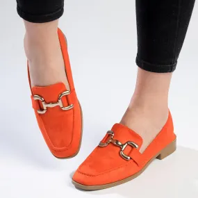 Madison Polly Loafer With Gold Metal Trim Detail - Orange