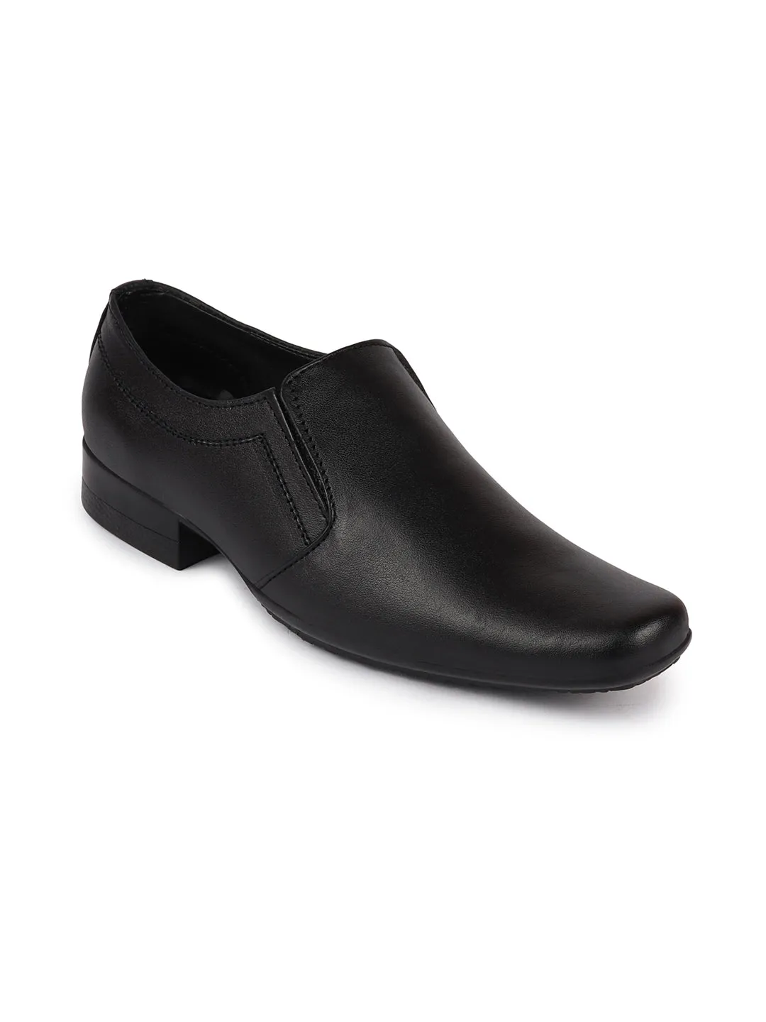 Men Black Formal Leather Slip-On Shoes