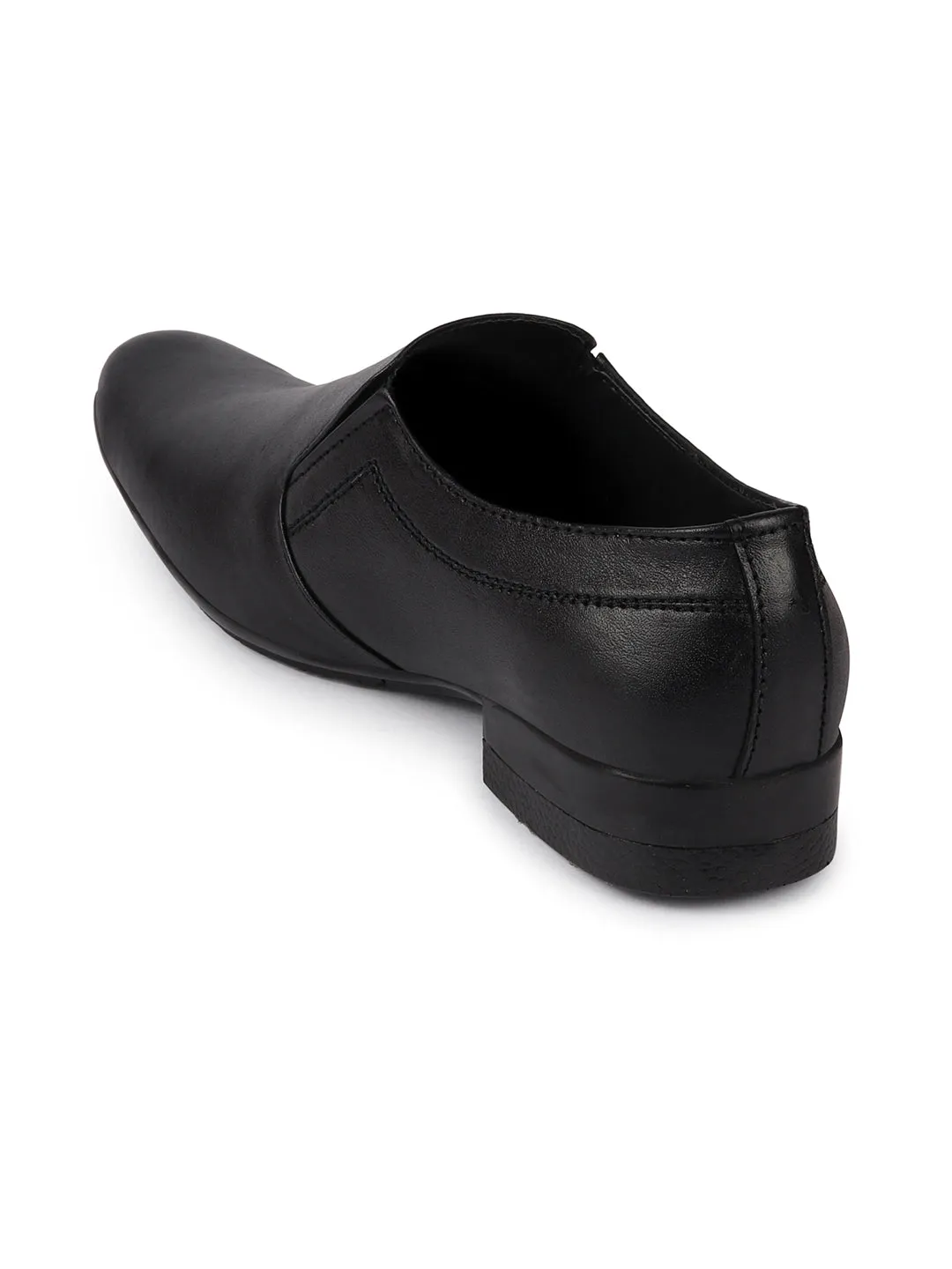 Men Black Formal Leather Slip-On Shoes