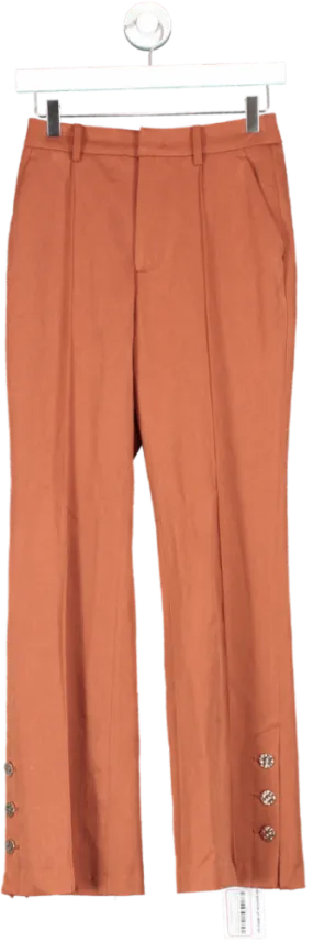 MOTF Brown Viscose Wool Blend Suit Pants UK XS