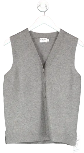 NA-KD Grey V-neck Knitted Buttoned Vest UK XS