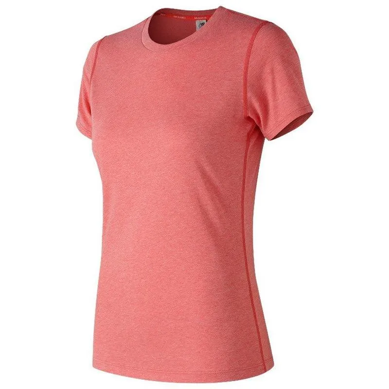 New Balance Women's Heather Tech Short Sleeve - Pink