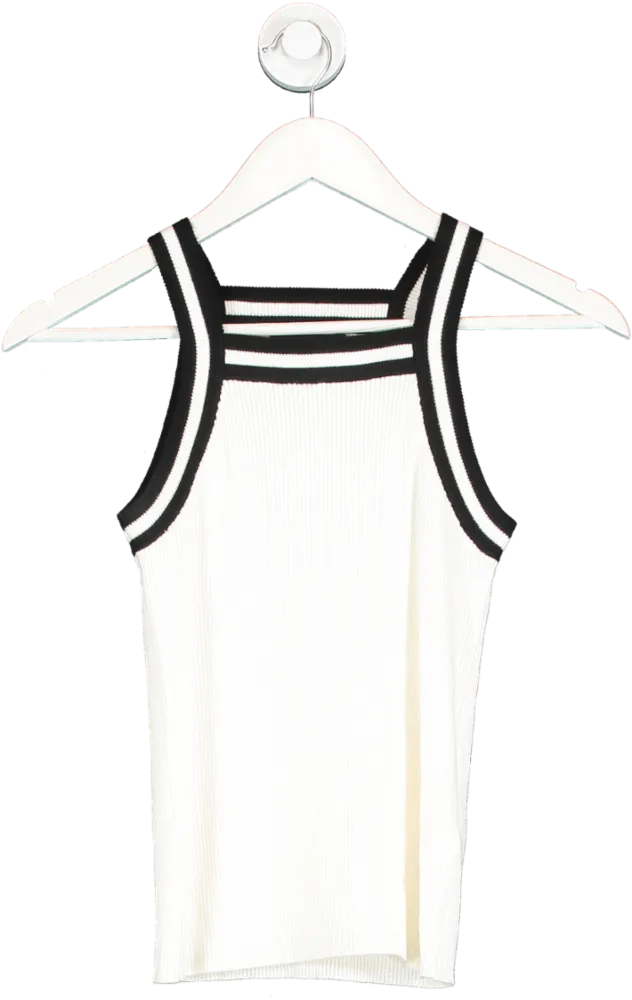 New Look White Contrast Trim Square Neck Vest UK 6