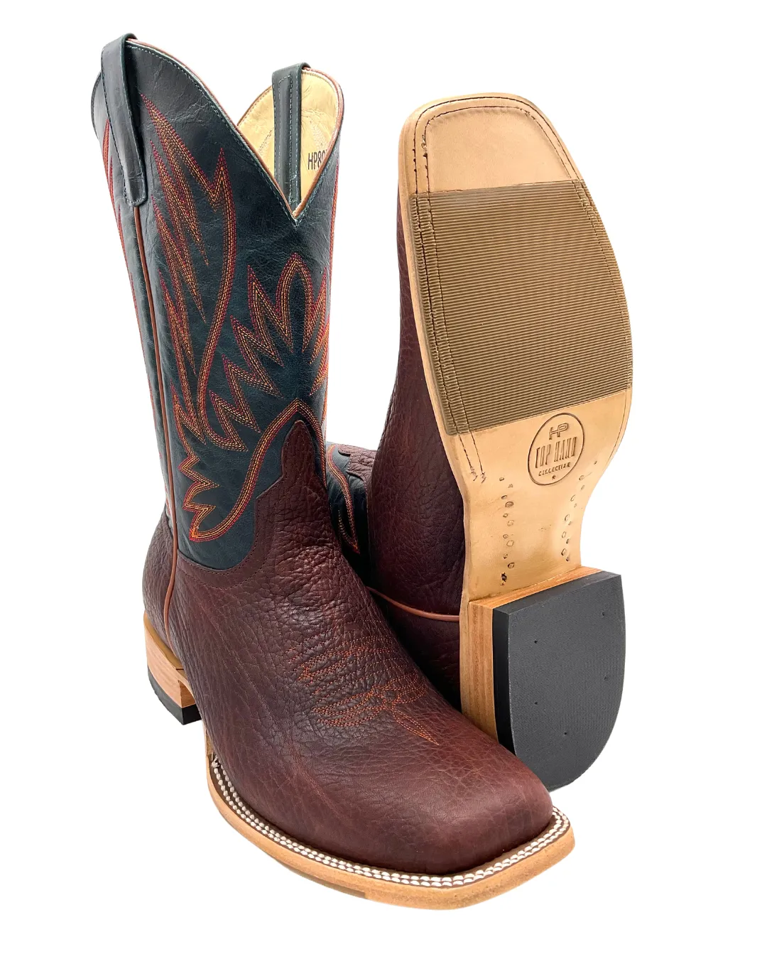 'Olathe' Men's 13 Top Hand Western Square Toe - Cowboy Comanche / Navy Explosion