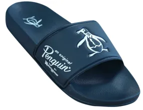 Penguin Slip On Navy Blue Synthetic Sliders - Mens