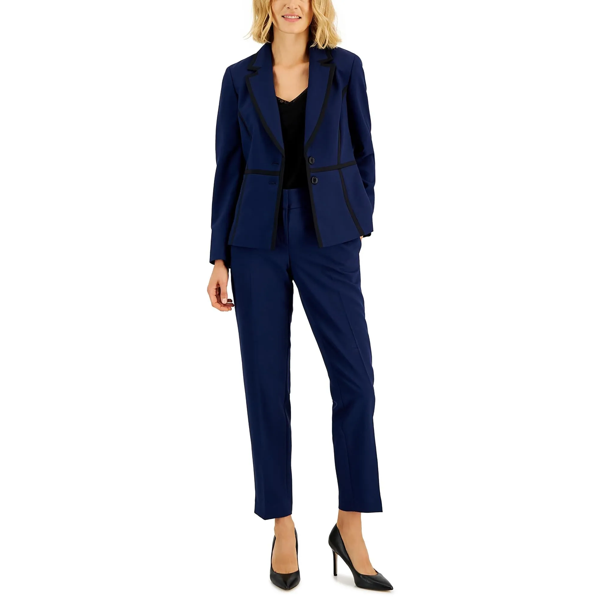 Petites Womens 2PC Crepe Pant Suit