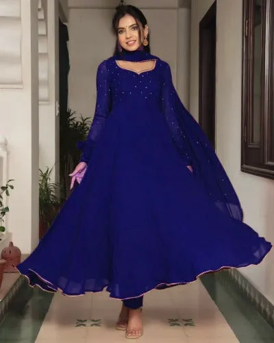 Readymade Georgette Long Anarkali Dupatta Set