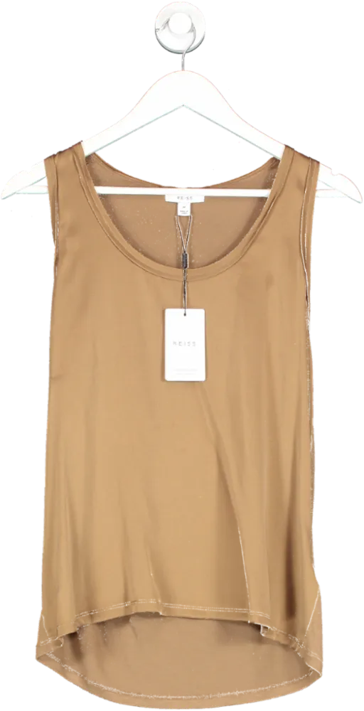 REISS Brown Riley Silk Front Vest UK M