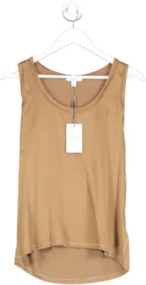 REISS Brown Riley Silk Front Vest UK M