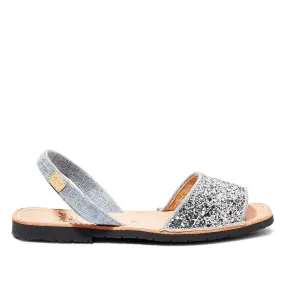 Renewed Glitter Leather Open Toe Menorcan Sandal For Women - Glam 1821R