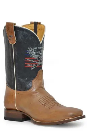 'Roper' Men's 11" Conceal Carry 2nd Amendment Western Square Toe - Burnished Tan / Vintage Blue