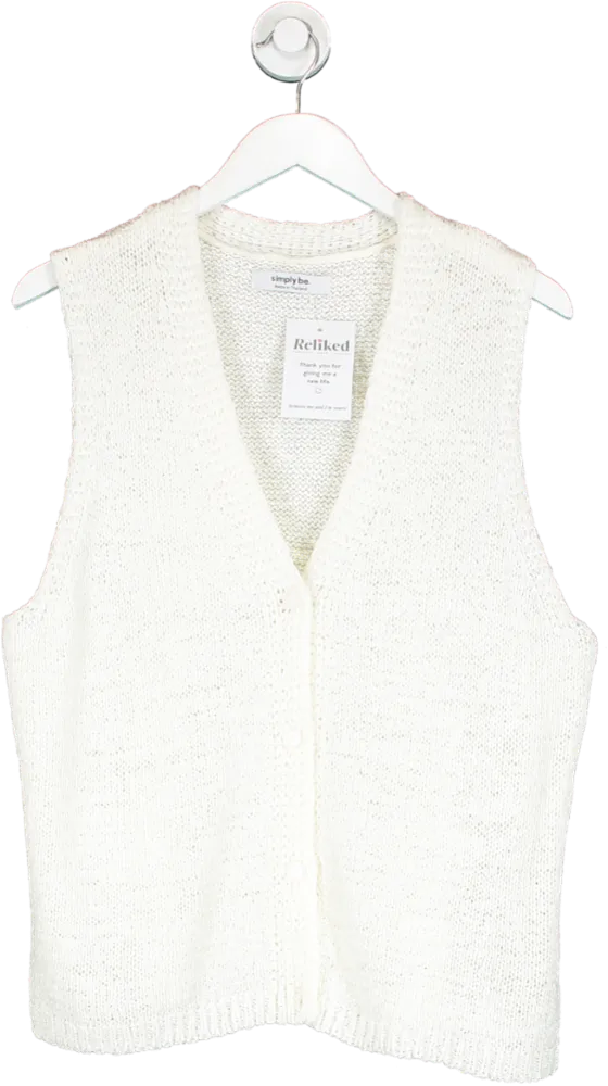 SimplyBe White Crochet Button Front Vest UK 16