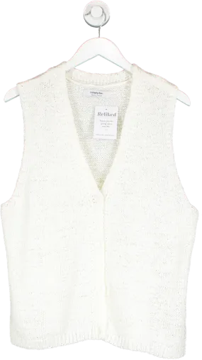 SimplyBe White Crochet Button Front Vest UK 16