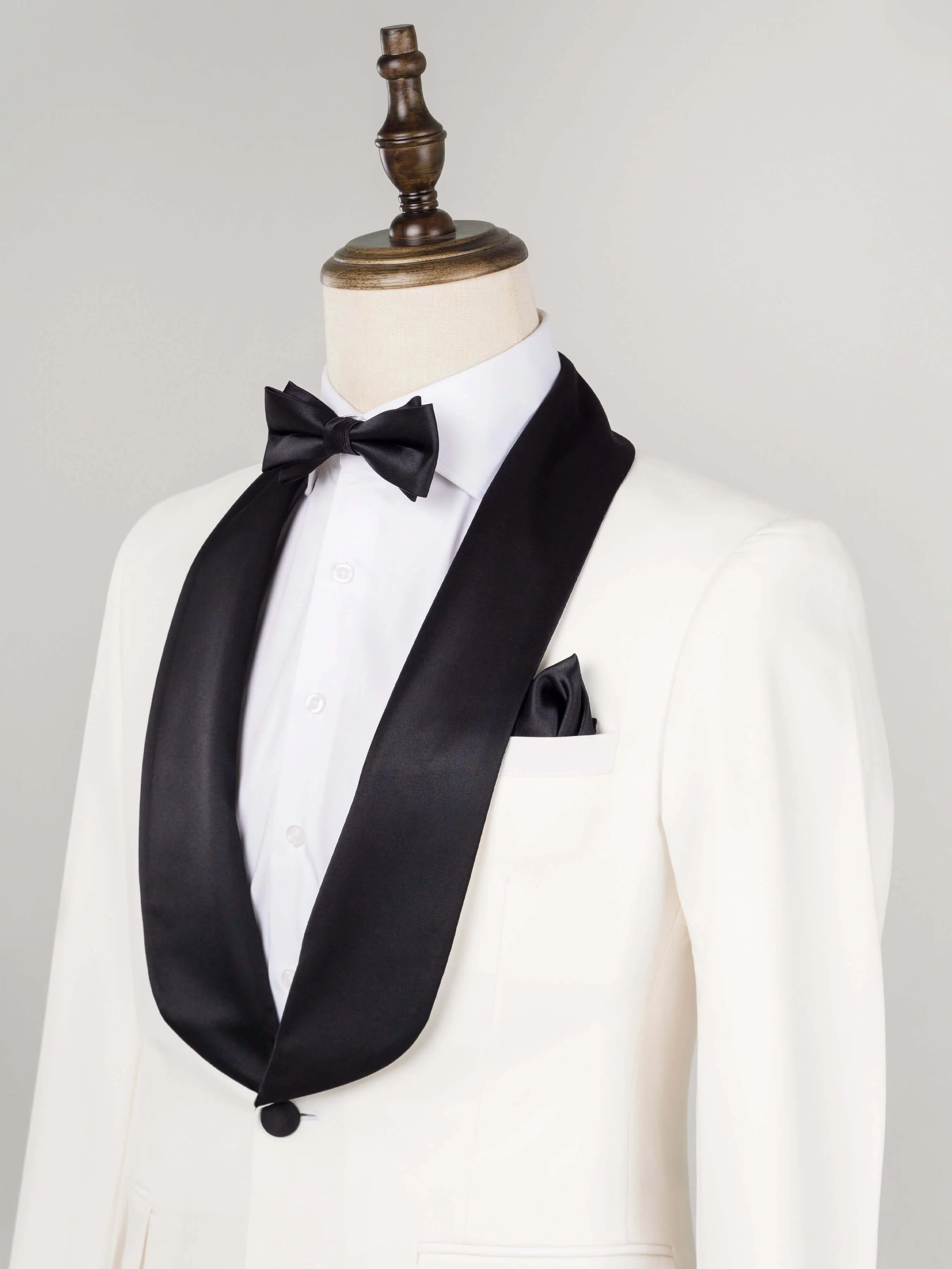 Single Breasted Tuxedo Blazer - Ivory White (Shawl Lapel)