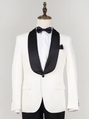 Single Breasted Tuxedo Blazer - Ivory White (Shawl Lapel)