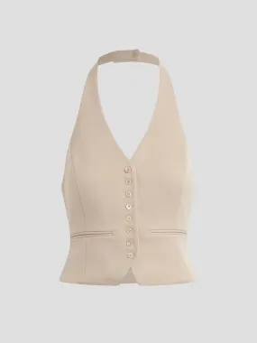 Elegant Beige Favorite Halter Vest - Perfect for Any Occasion