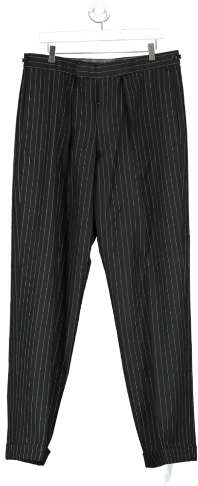 Tom Brown Black Tailored Stripe Suit Trousers W36