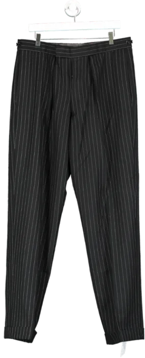 Tom Brown Black Tailored Stripe Suit Trousers W36