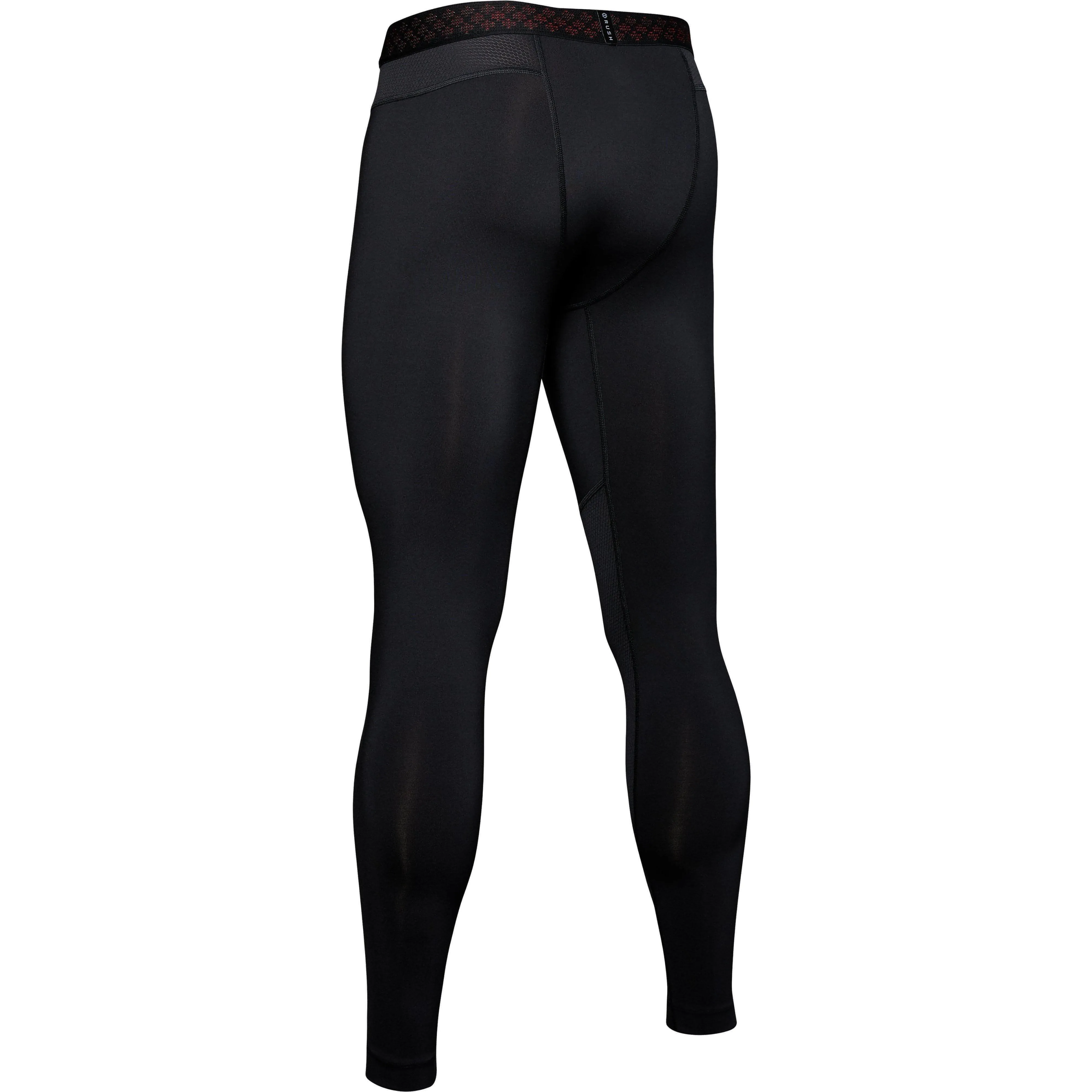 Under Armour HeatGear Rush Compression Mens Long Running Tights - Black