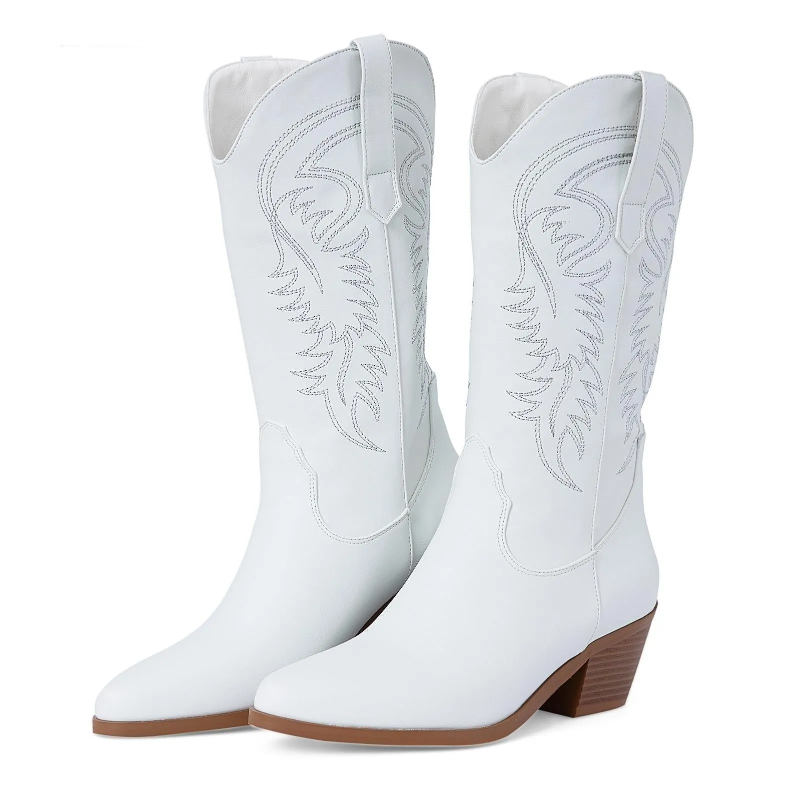 Women Western Boots Cowgirl  Mid-calf Boots Fashion Sewing Women Shoes Boots