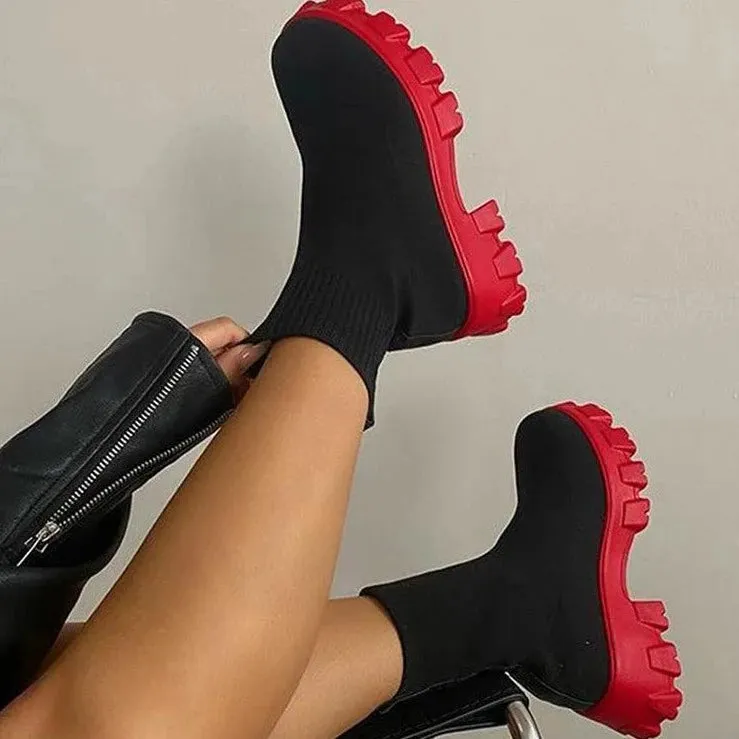 Women's Casual Shoes: Solid Platform Ankle Boots EN128