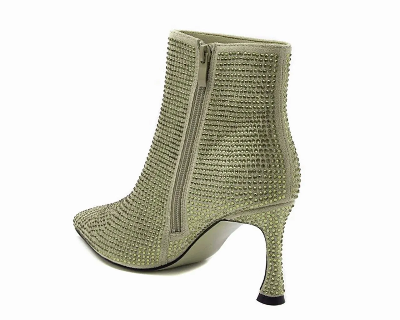 Women's Ideal Shoes 3671 Crystals Ankle Boots Beige